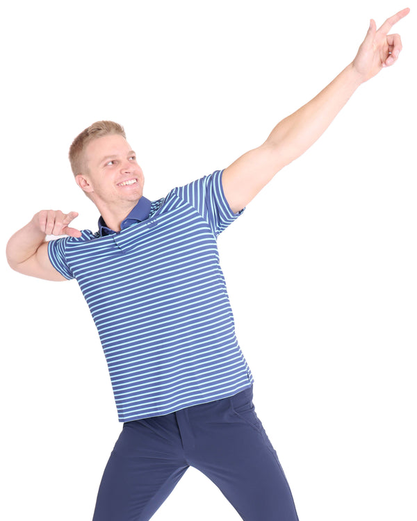 Aqua/Navy Stripes Polo