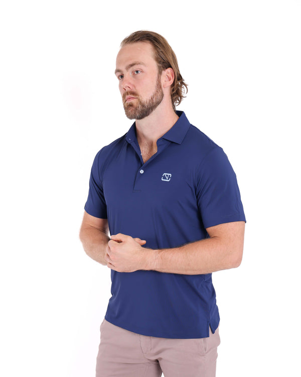 Navy/Light Blue Solid Polo