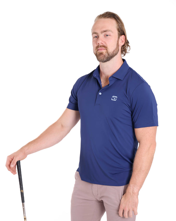 Navy/Light Blue Solid Polo